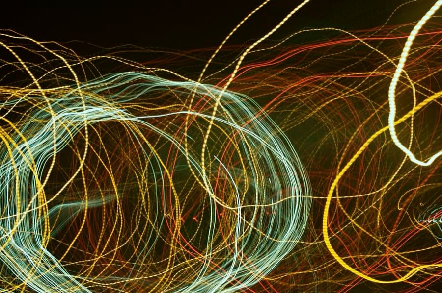 Long-exposure light trails — many signals in motion